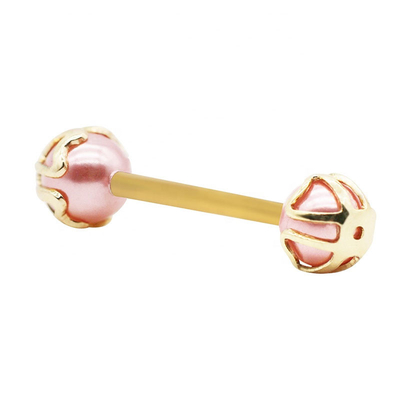 Stainless Steel 316 Tongue Piercing Jewelry 6mm Gold Pink Color For Wedding