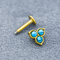 Blue Turquoise Stone Lip Labret Piercing Stud 16G 6mm gold plating